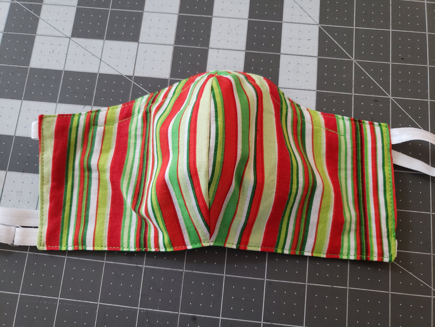 RTS Shaped Face Mask in Christmas Stripe