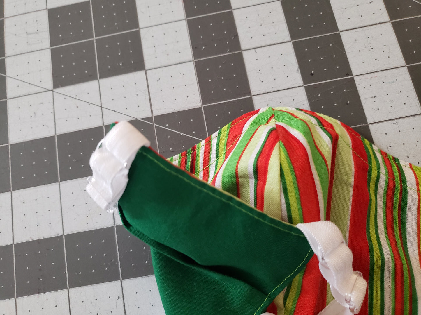 RTS Shaped Face Mask in Christmas Stripe