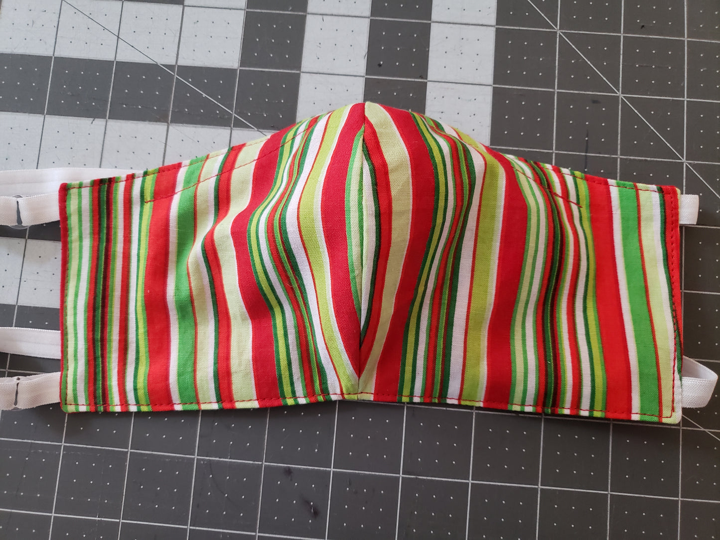 RTS Shaped Face Mask in Christmas Stripe