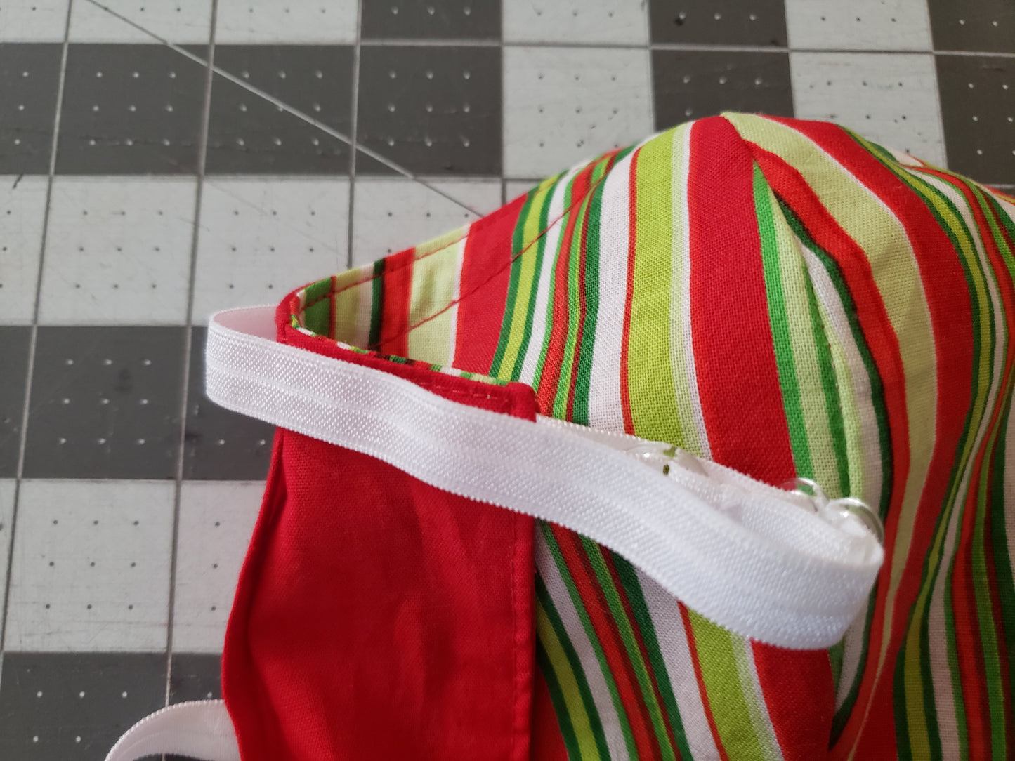 RTS Shaped Face Mask in Christmas Stripe