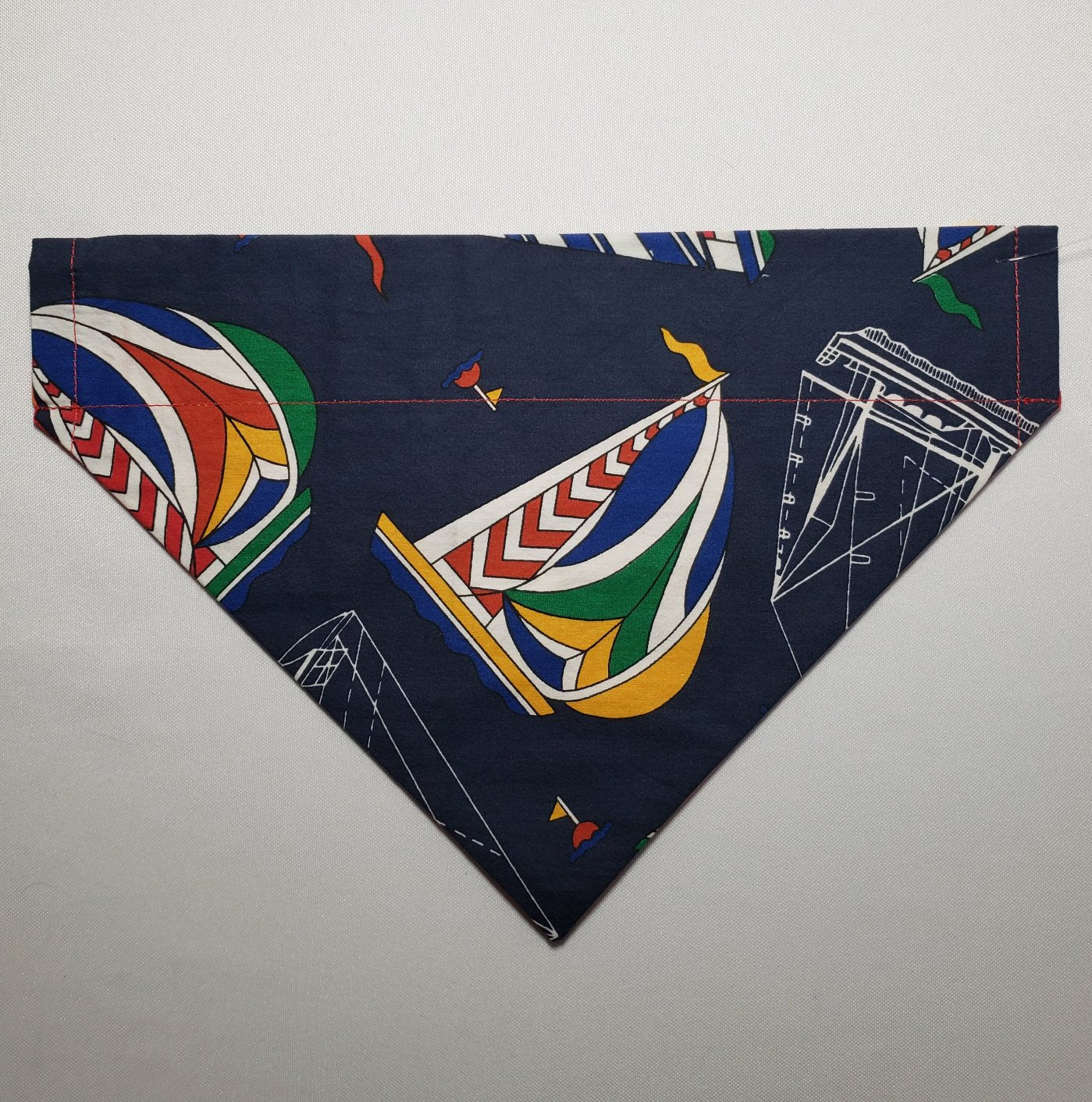 Sailboats on Navy Over-the-Collar Pet Bandana