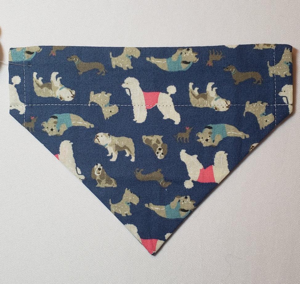 Dogs on Slate Blue Over-the-Collar Pet Bandana