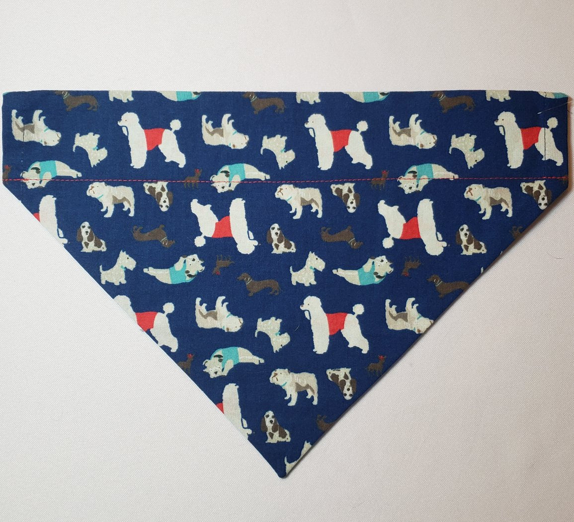Dogs on Navy Over-the-Collar Pet Bandana