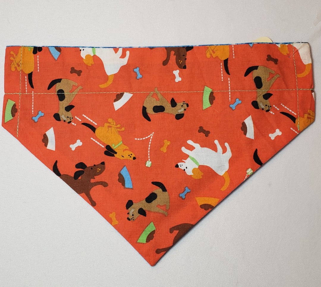 Cartoon Dogs on Orange Over-the-Collar Pet Bandana