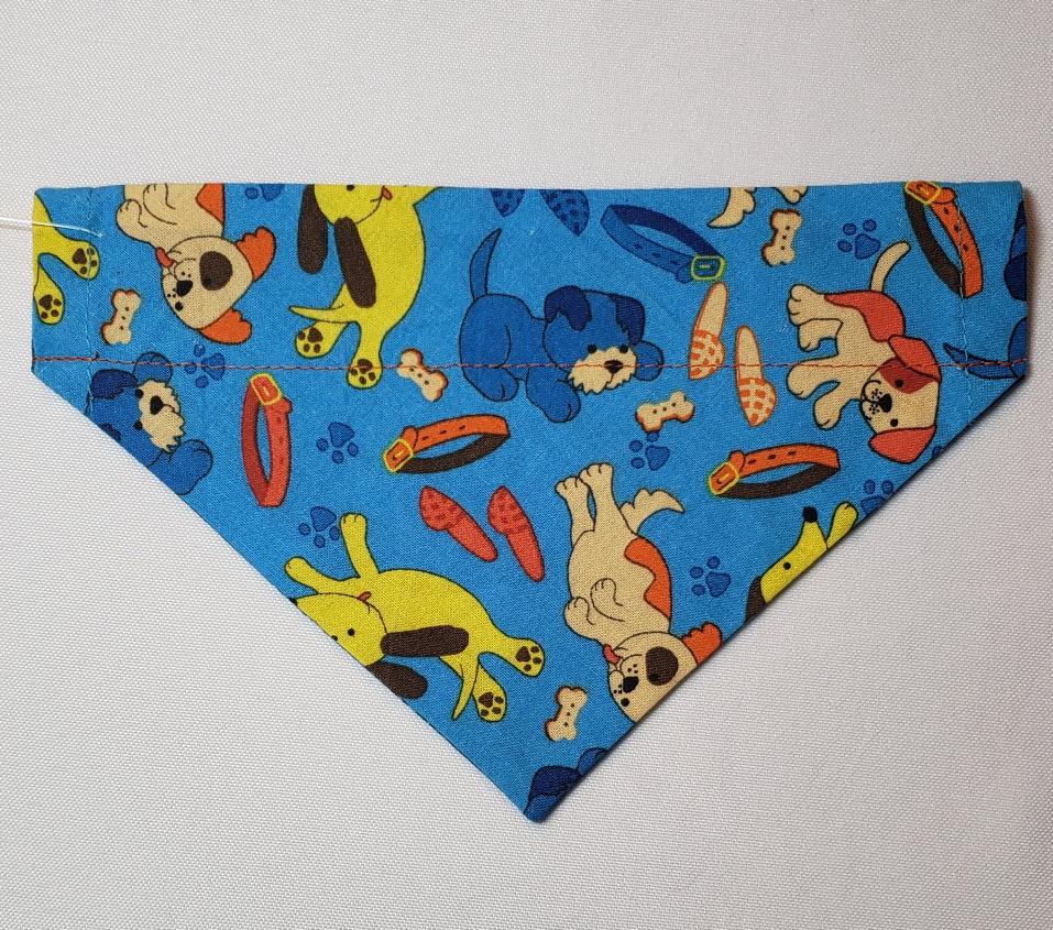 "You Had Me At Woof" Blue Bandana Print Over-the-Collar Pet Bandana