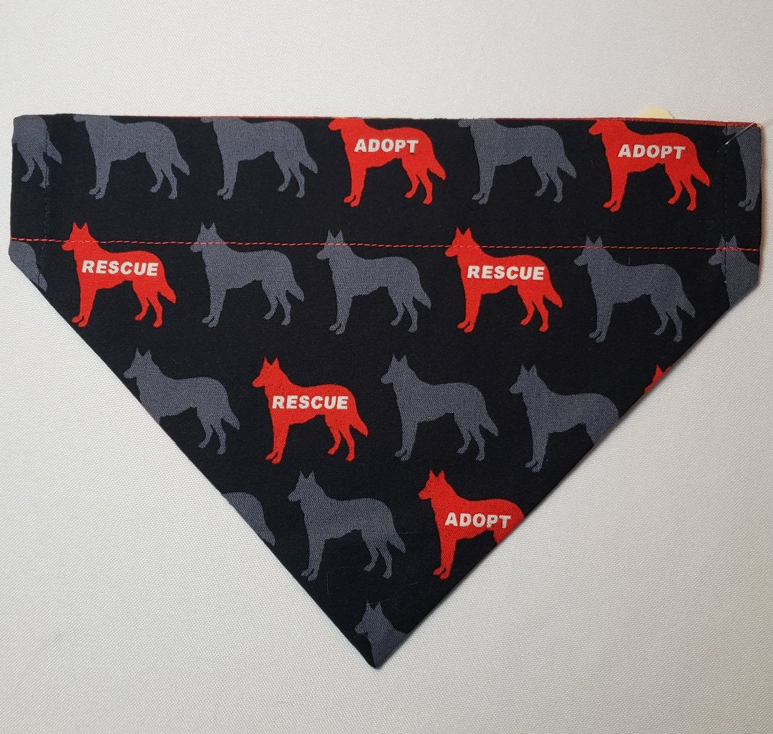 Adopt / Rescue on Black Over-the-Collar Pet Bandana