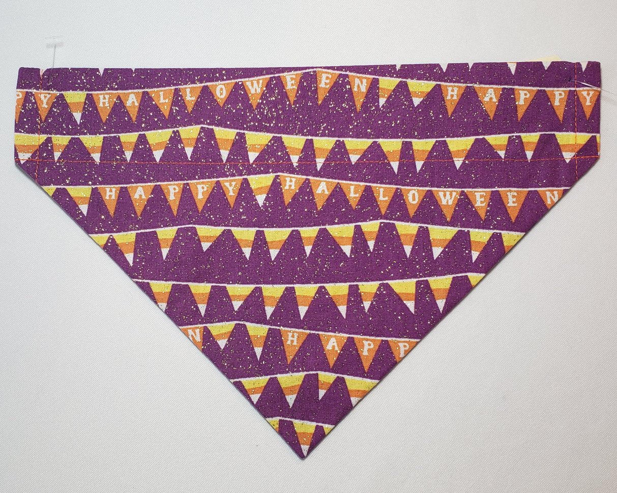 "Happy Halloween" Glitter Candy Corn Over-the-Collar Pet Bandana