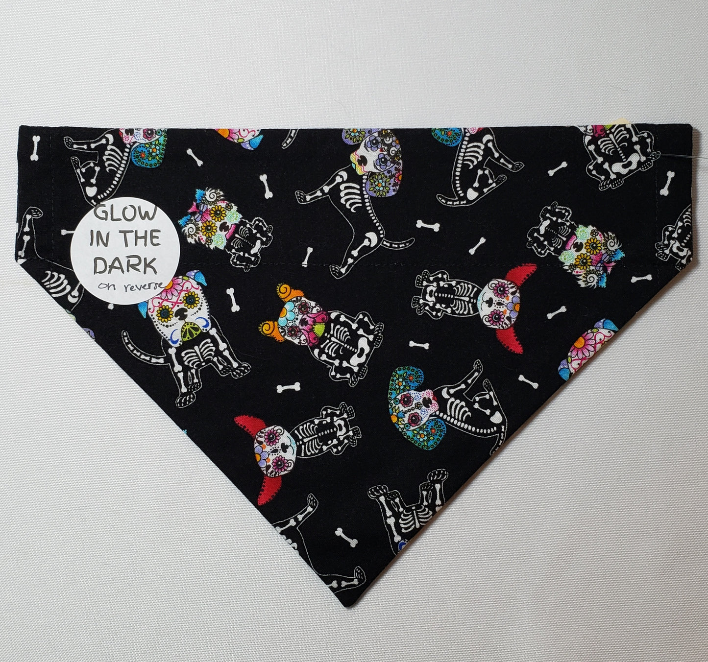 Glow in the Dark Bones / Dia de los Muertos Dog Skeletons Over-the-Collar Pet Bandana