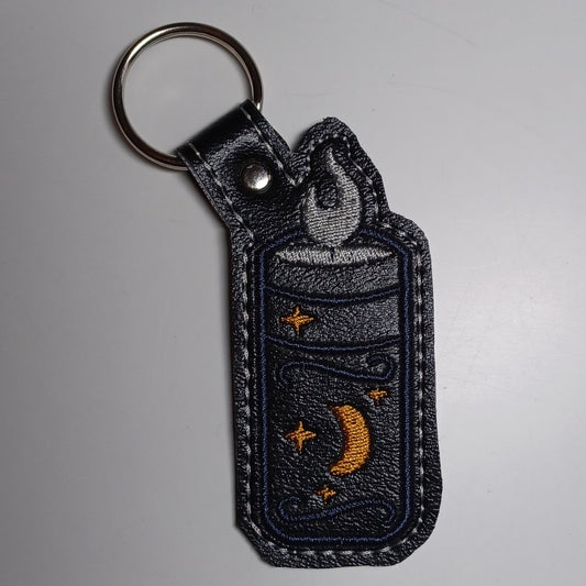Black Candle Embroidered Vinyl Key Ring