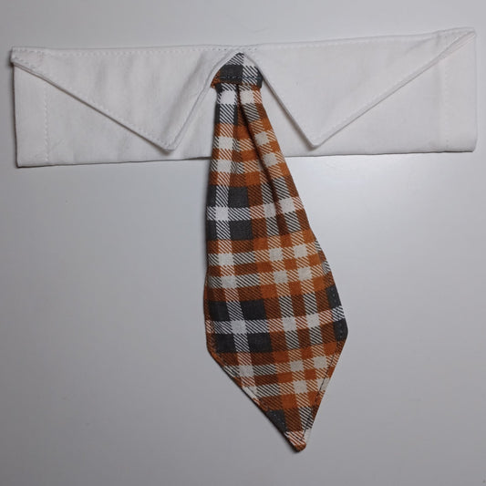 Light Autumn Plaid Over-the-Collar Pet Necktie & Shirt Collar