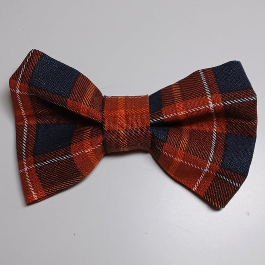 Dark Autumn Plaid Over-the-Collar Pet Bow / Bowtie