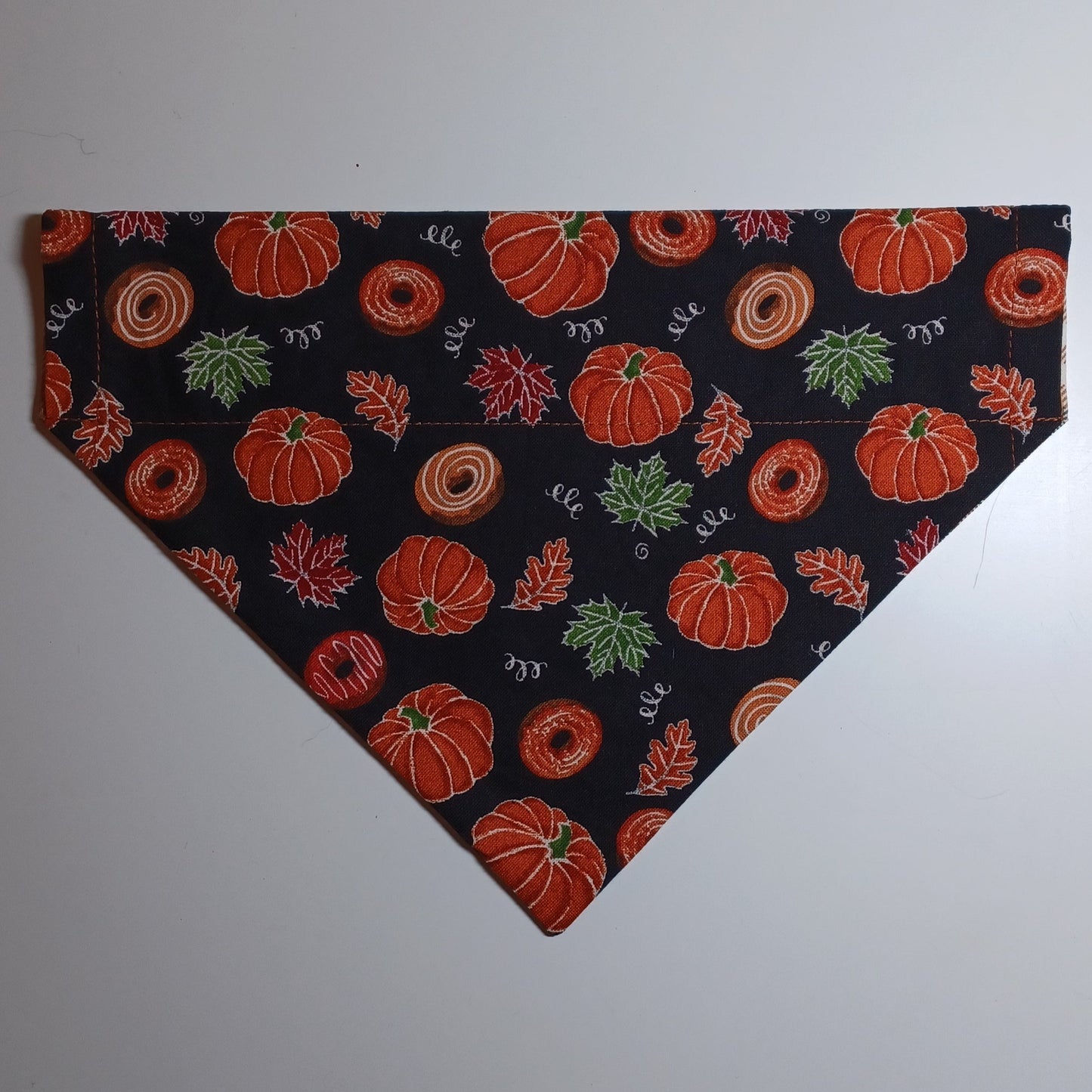 Autumn Treats / White, Pewter, Burnt Orange Plaid Over-the-Collar Pet Bandana