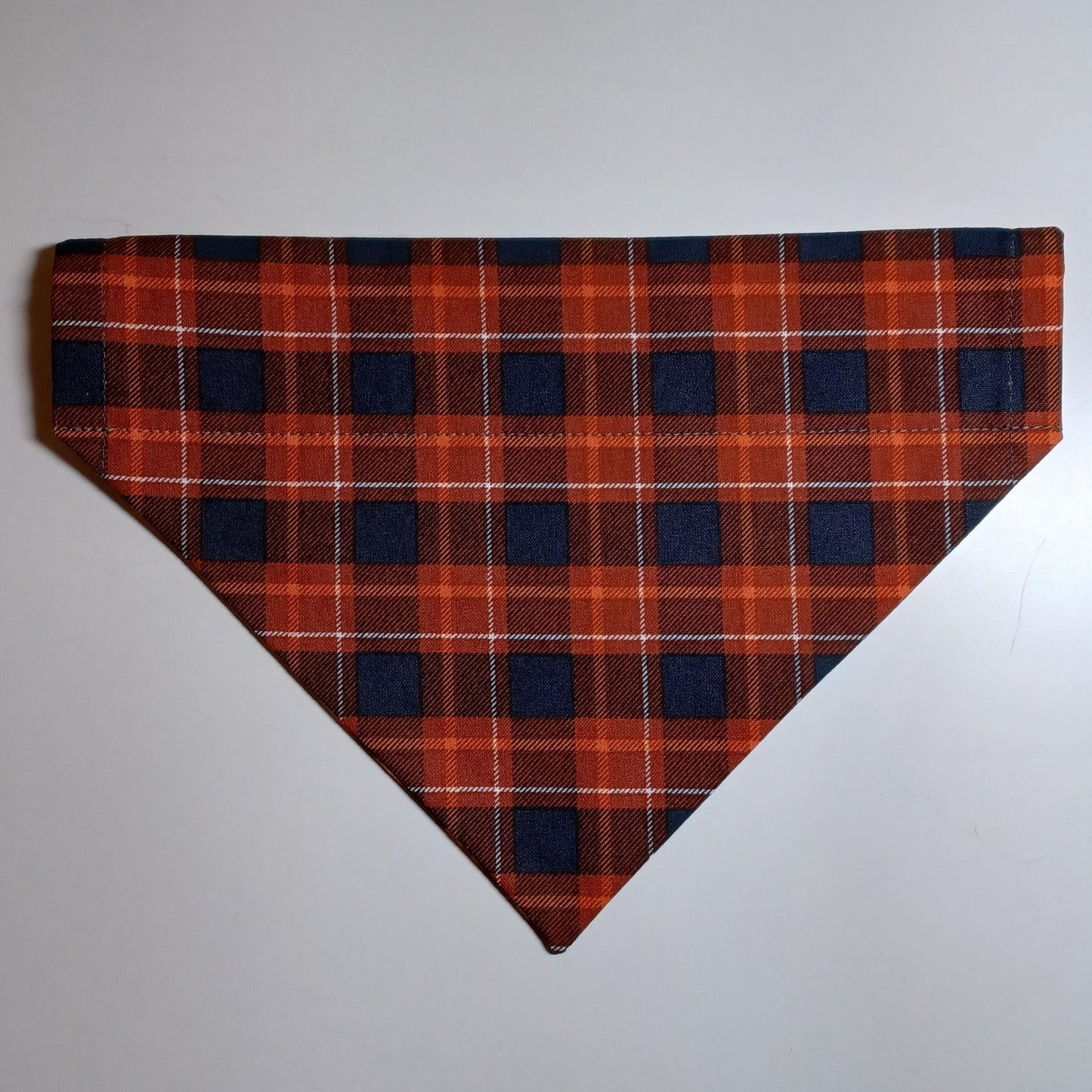 Pumpkin Everything / Pewter, Brown, Orange, White Plaid Over-the-Collar Pet Bandana