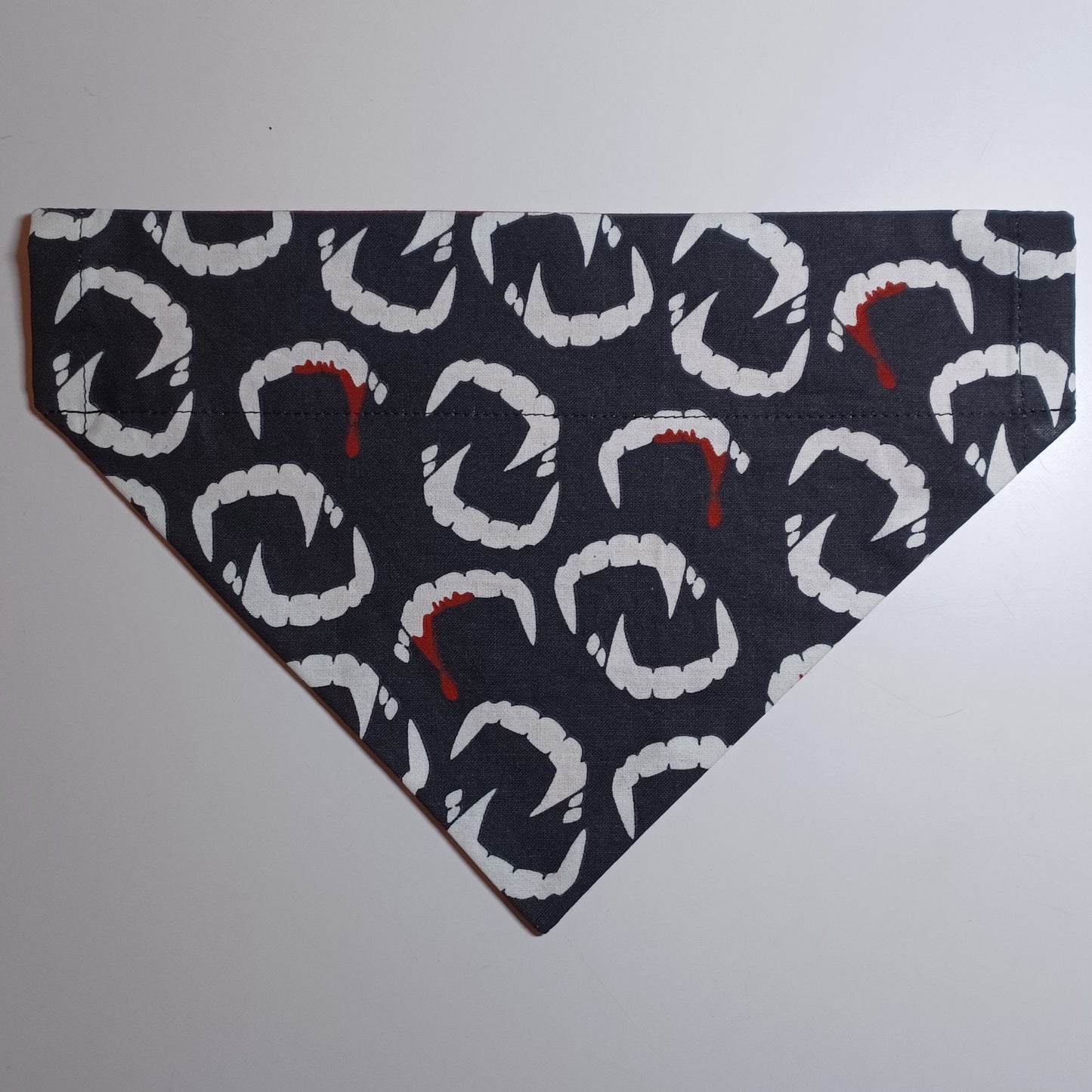 Glow in the Dark Vampire Teeth / Dark Red Marbled Over-the-Collar Pet Bandana