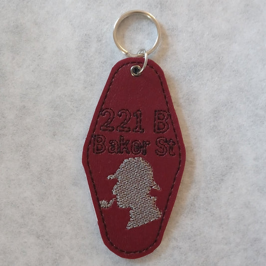 221B Baker Street Sherlock Holmes Embroidered Vinyl Key Ring