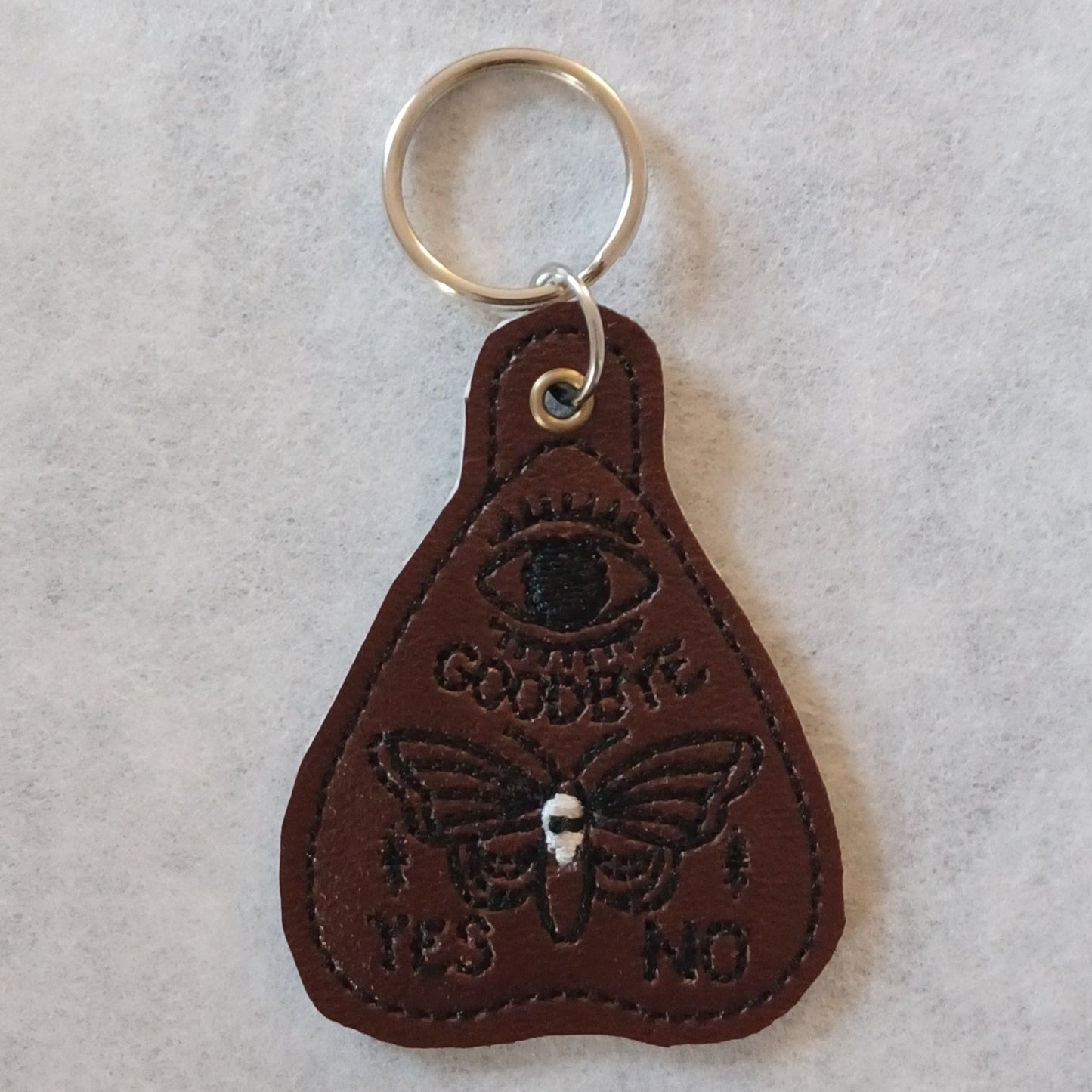Ouija Planchette Embroidered Vinyl Key Ring