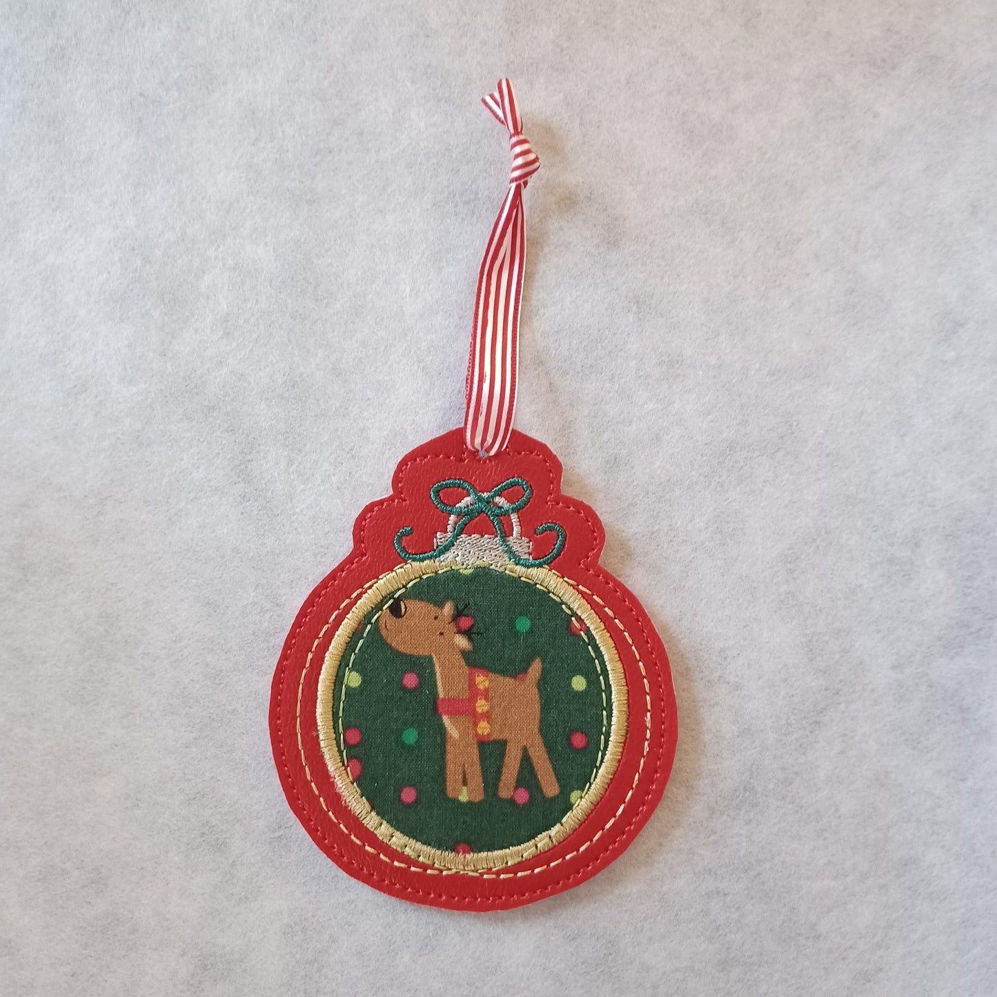 Minimalist Ball with Fabric Applique Embroidered Ornament