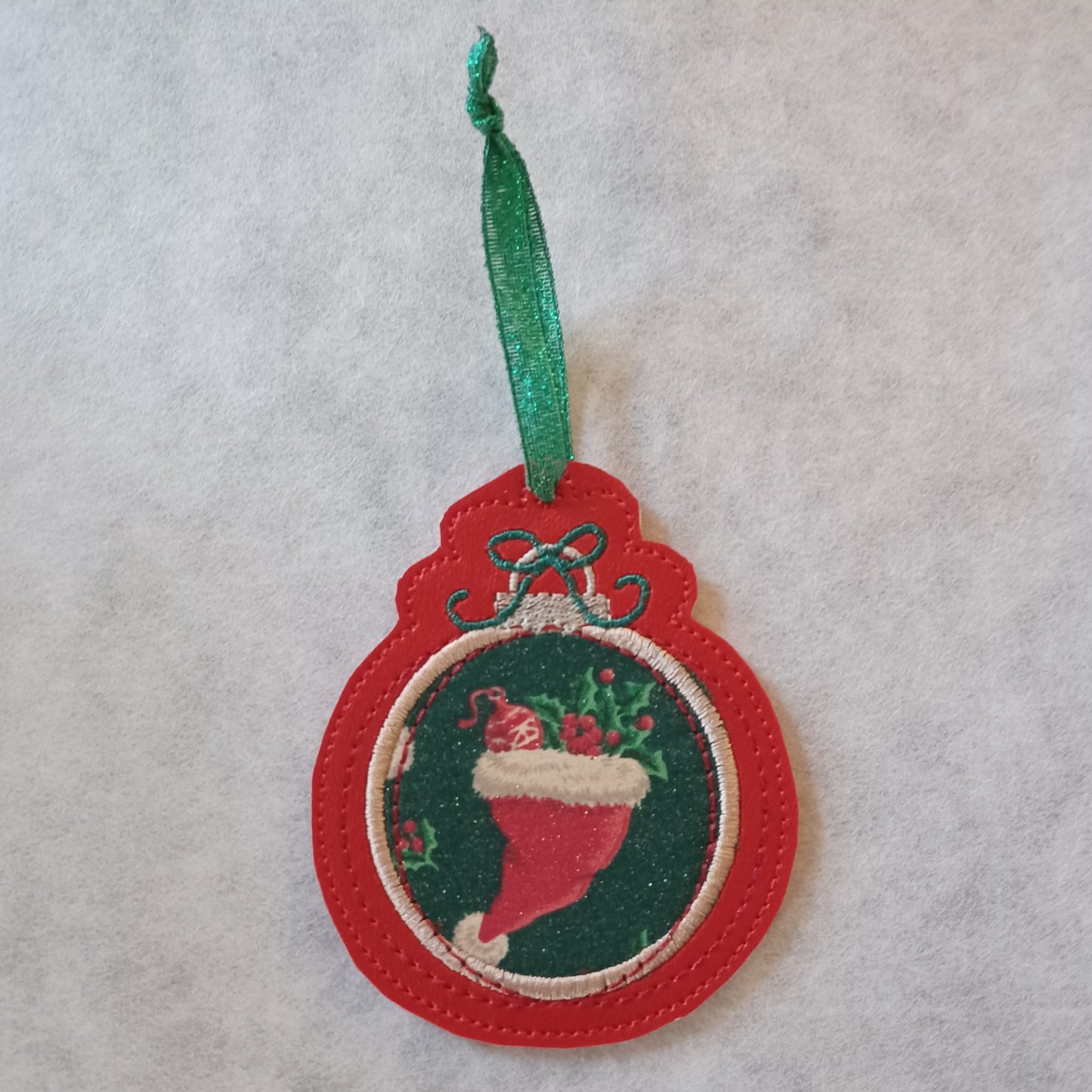 Minimalist Ball with Fabric Applique Embroidered Ornament