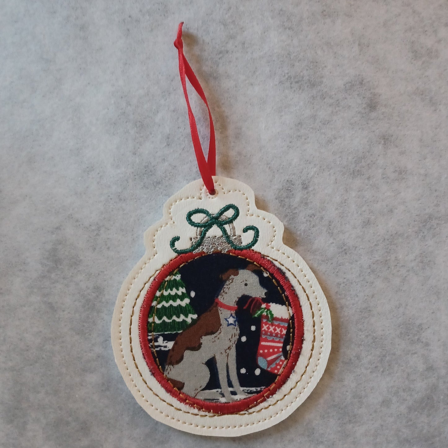 Minimalist Ball with Fabric Applique Embroidered Ornament