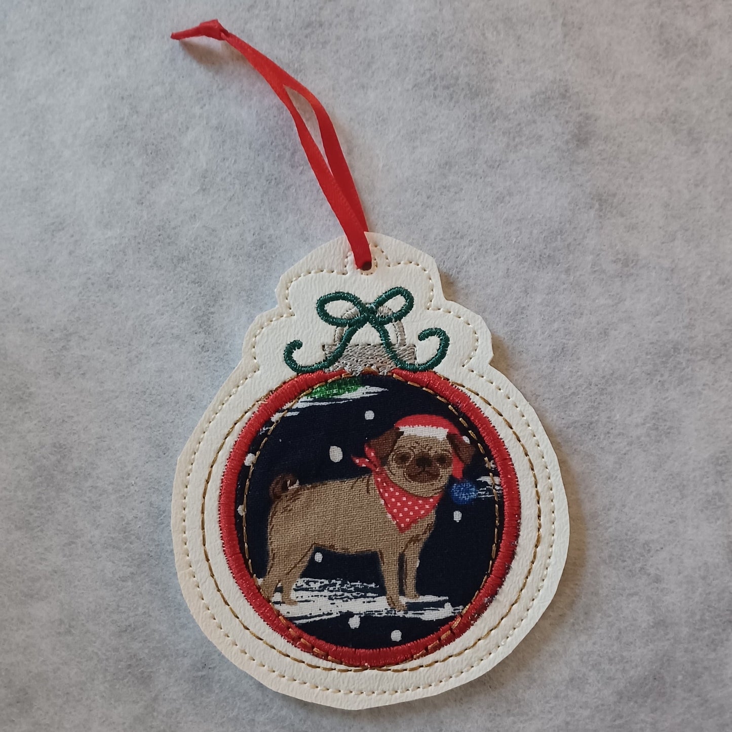 Minimalist Ball with Fabric Applique Embroidered Ornament