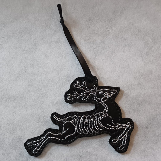 Skeleton Reindeer Embroidered Ornament