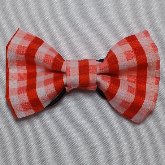 Red & Pink Gingham Plaid Over-the-Collar Pet Bow / Bowtie