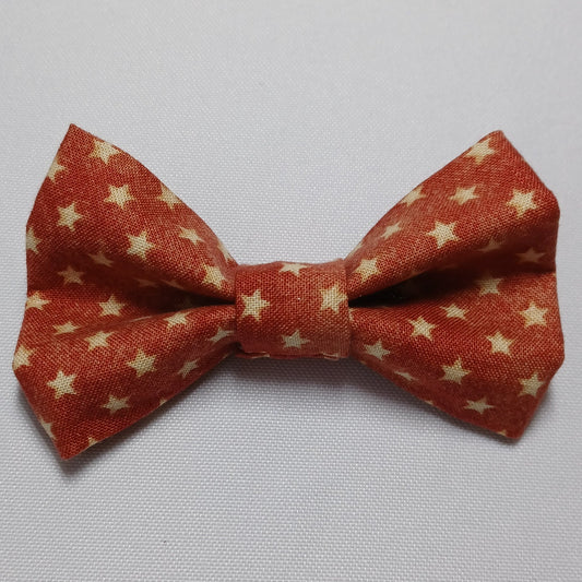 Aged Stars on Burnt Orange Over-the-Collar Pet Bow / Bowtie
