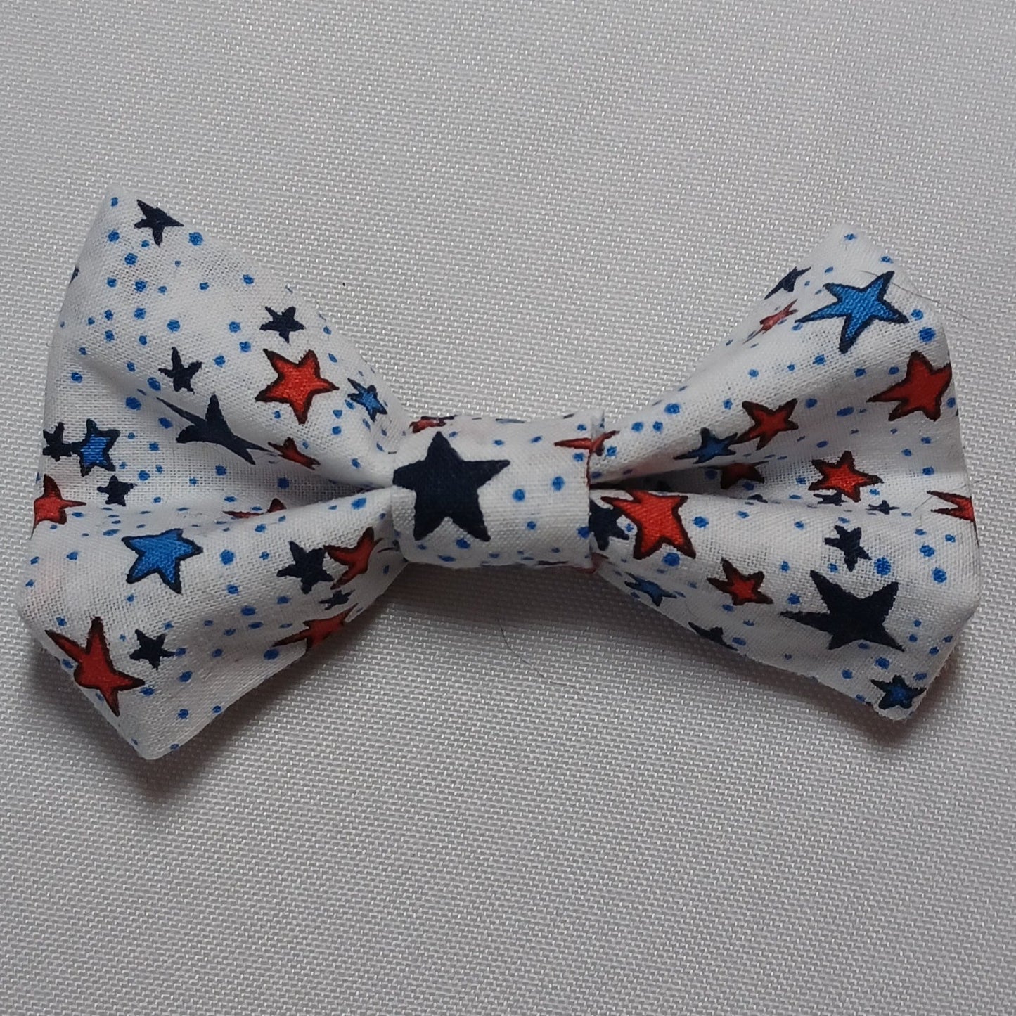 Patriotic Cartoon Stars on White Over-the-Collar Pet Bow / Bowtie