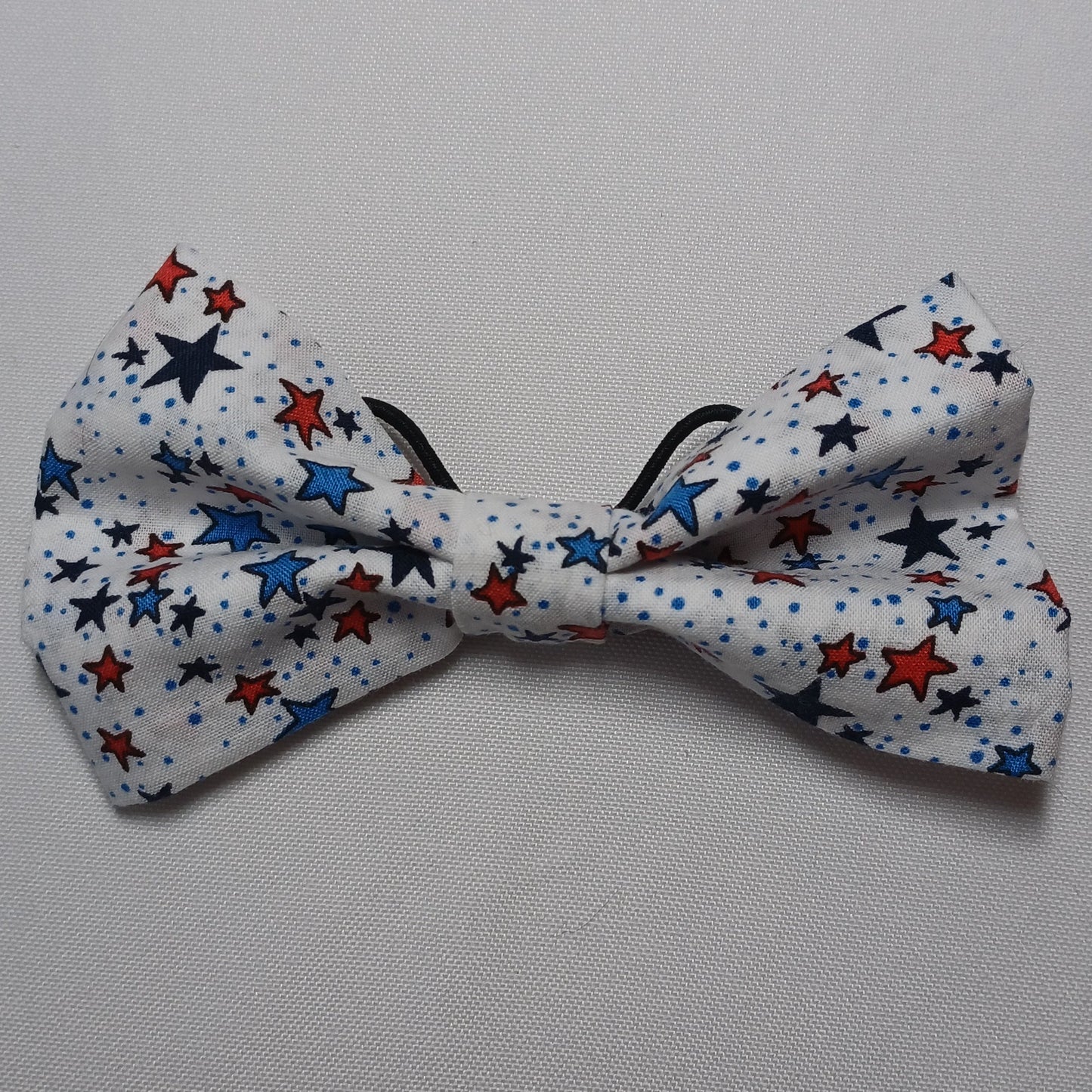 Patriotic Cartoon Stars on White Over-the-Collar Pet Bow / Bowtie