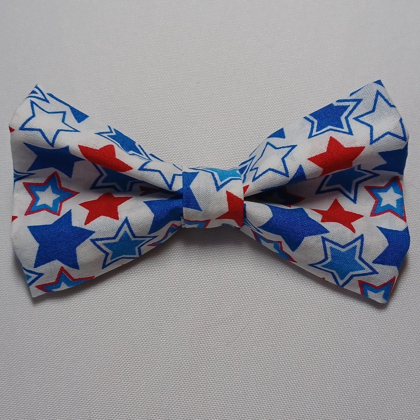 Patriotic Stars on White Over-the-Collar Pet Bow / Bowtie