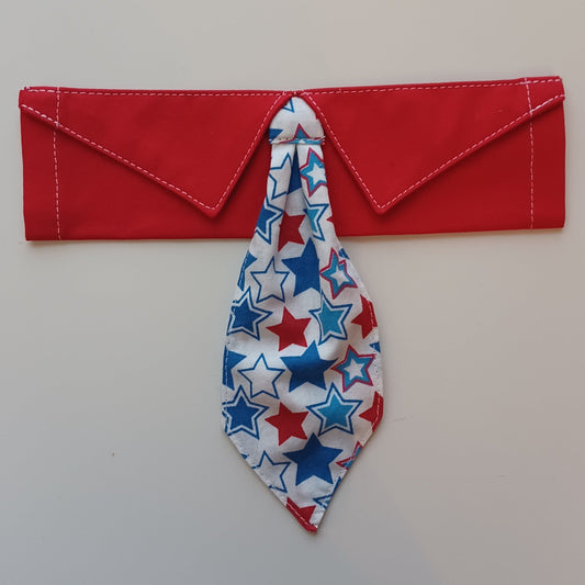 Patriotic Stars on White Over-the-Collar Pet Necktie & Shirt Collar