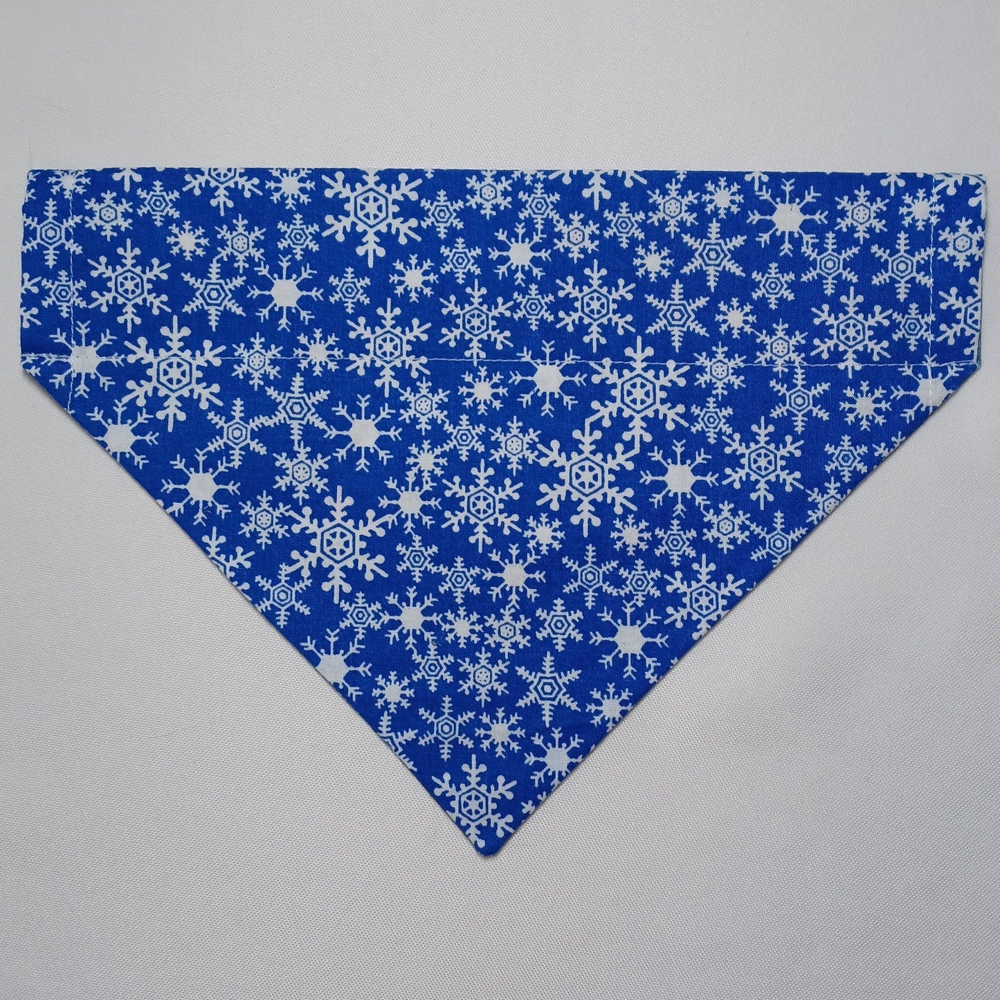 Christmas Dogs / Snowflakes on Blue Over-the-Collar Pet Bandana
