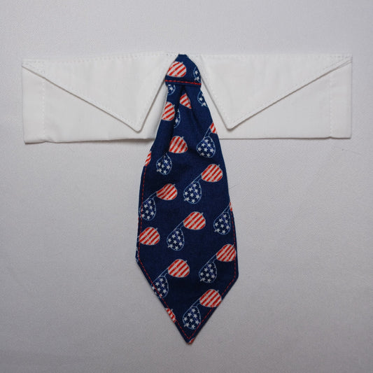 Patriotic Aviator Sunglasses Over-the-Collar Pet Necktie & Shirt Collar