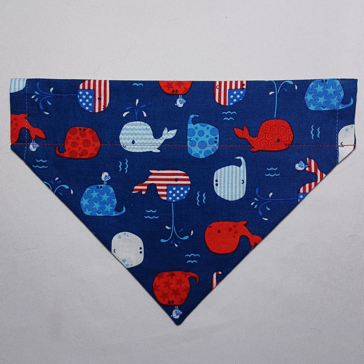Patriotic Whales / Glitter Stars on Denim Blue Over-the-Collar Pet Bandana