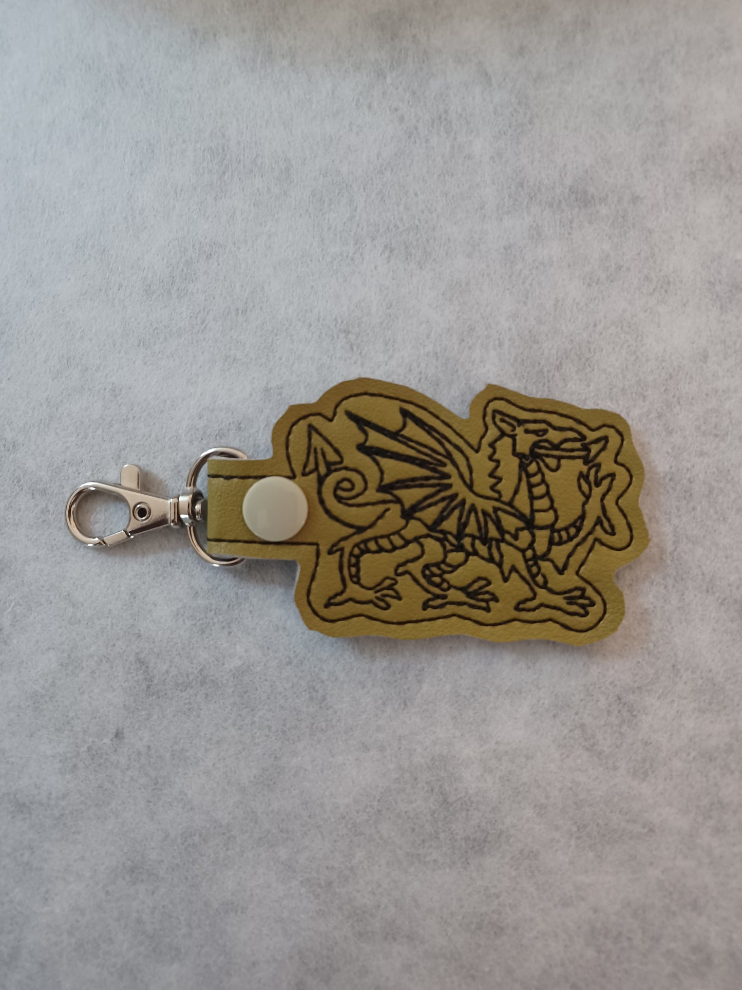 Medieval Dragon Embroidered Vinyl Key Ring