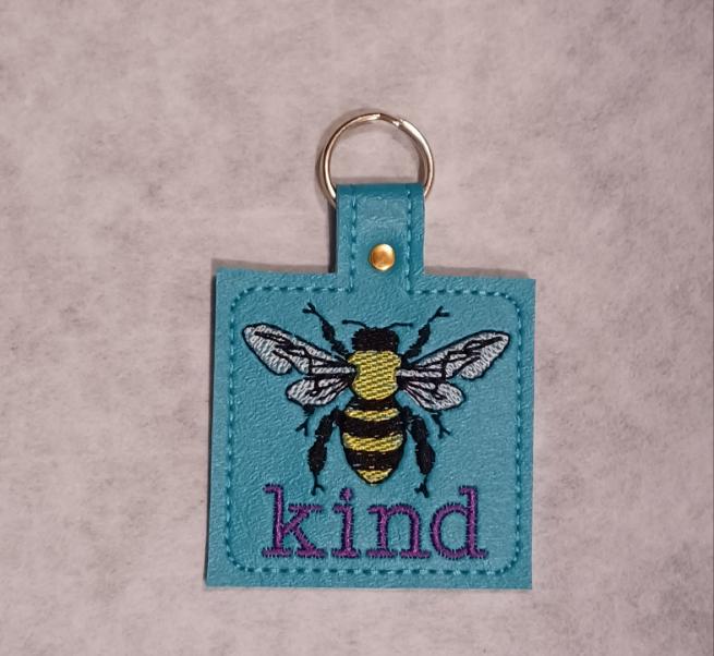 Bee Kind Embroidered Vinyl Key Ring