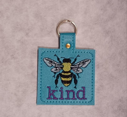 Bee Kind Embroidered Vinyl Key Ring