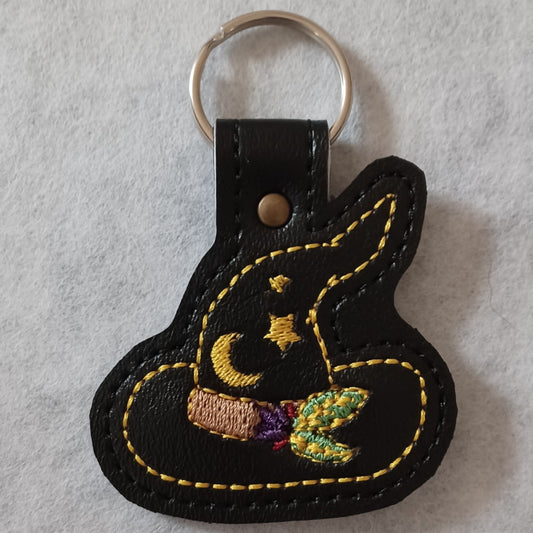 Harvest Hat Embroidered Vinyl Key Ring