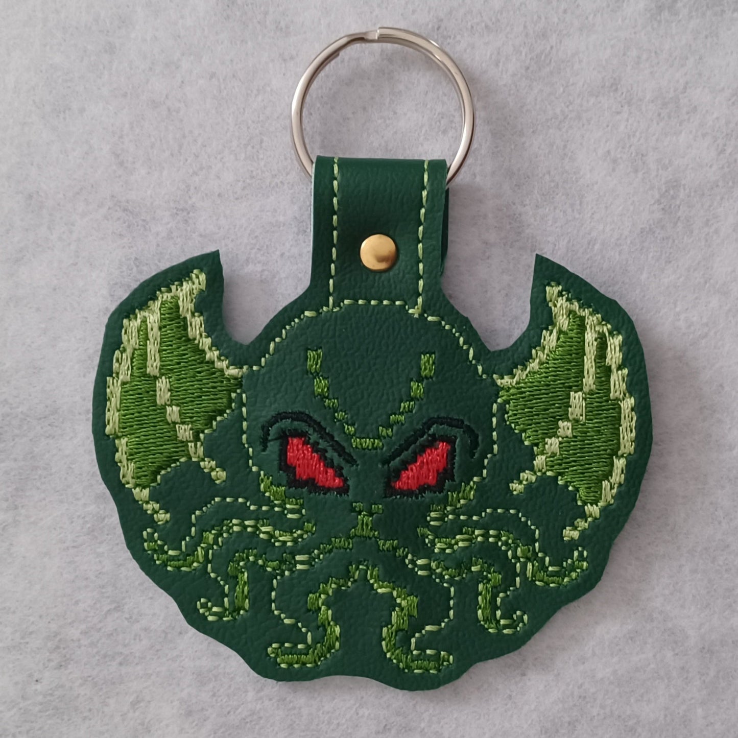 8-bit Cthulu Embroidered Vinyl Key Ring