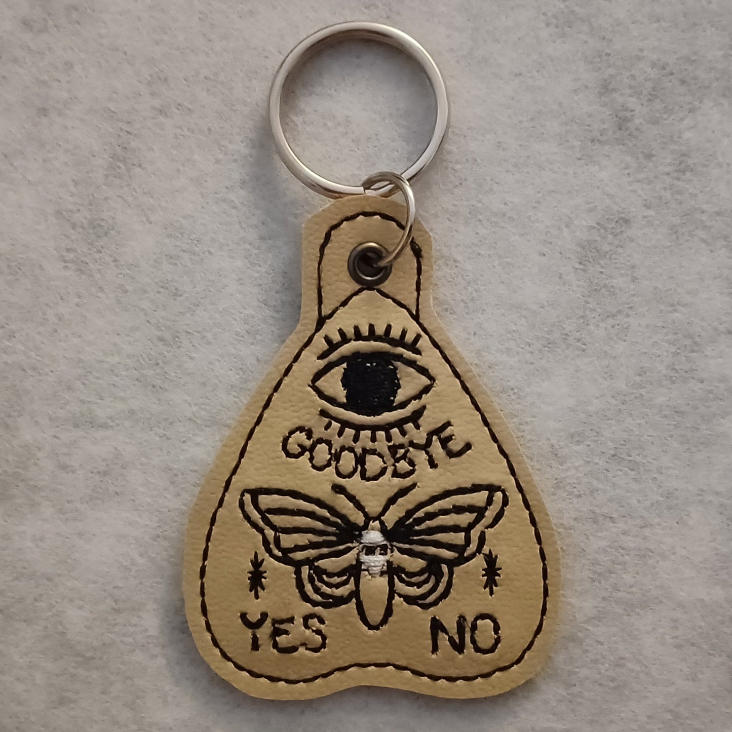 Ouija Planchette Embroidered Vinyl Key Ring