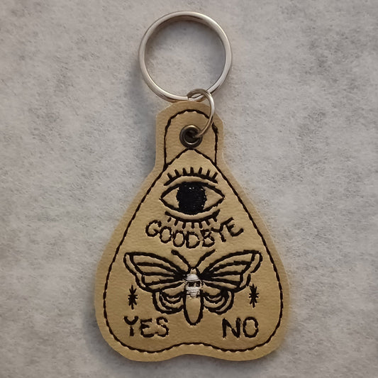 Ouija Planchette Embroidered Vinyl Key Ring