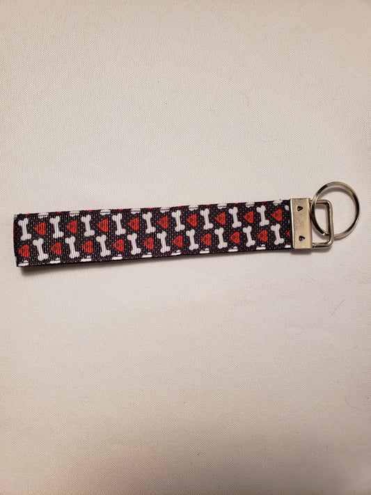 Dog Bones & Pawprint Hearts Key Fob