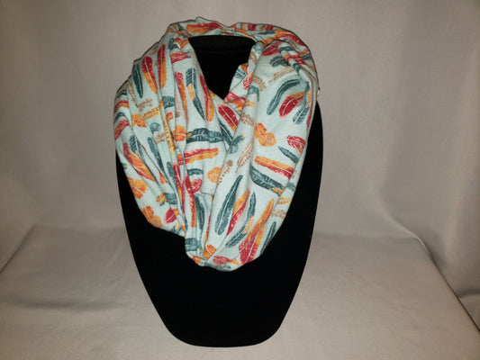 Flannel Infinity Stash Scarf in Feathers