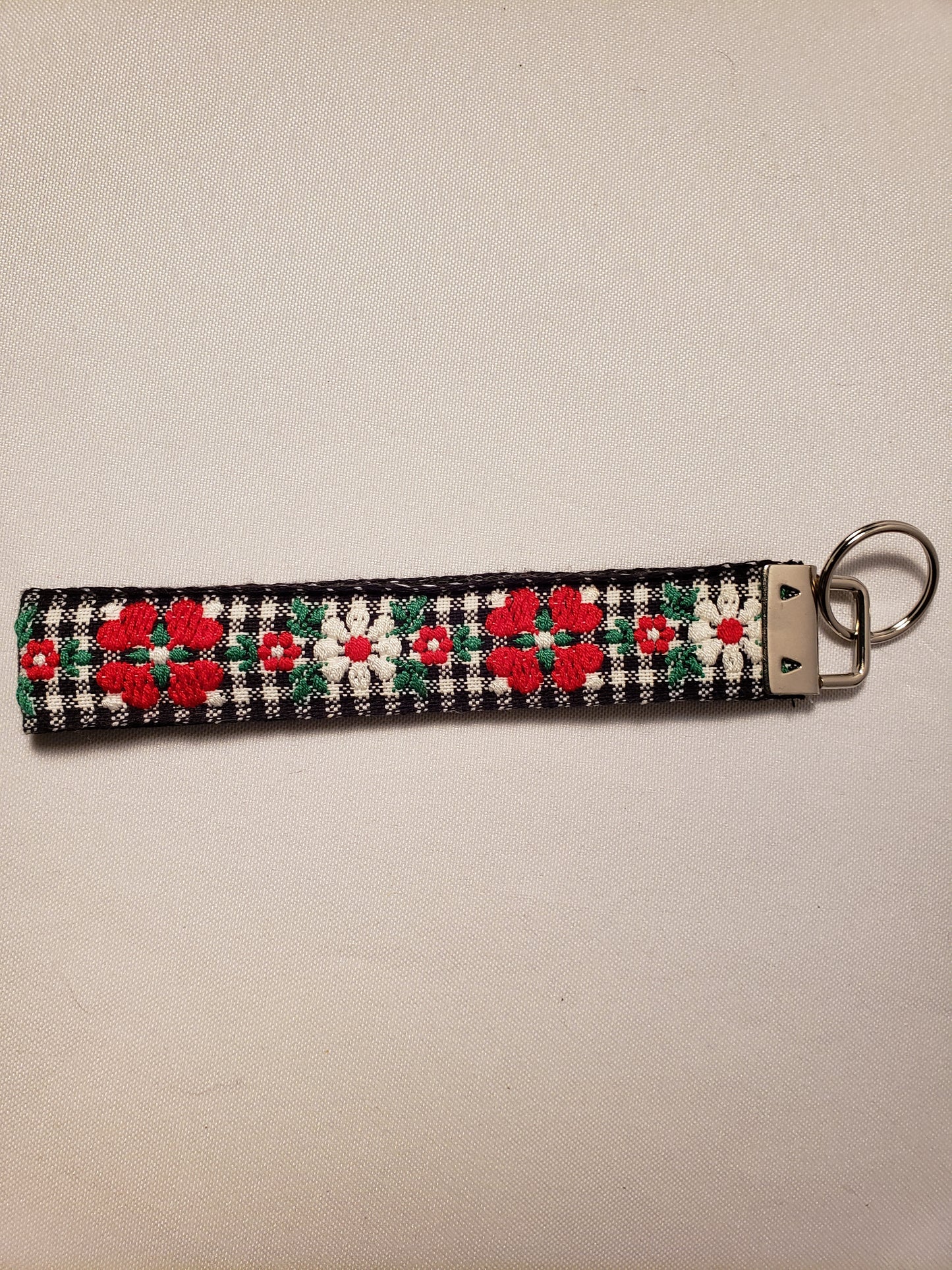 Floral Plaid Key Fob