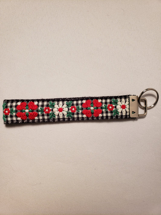 Floral Plaid Key Fob