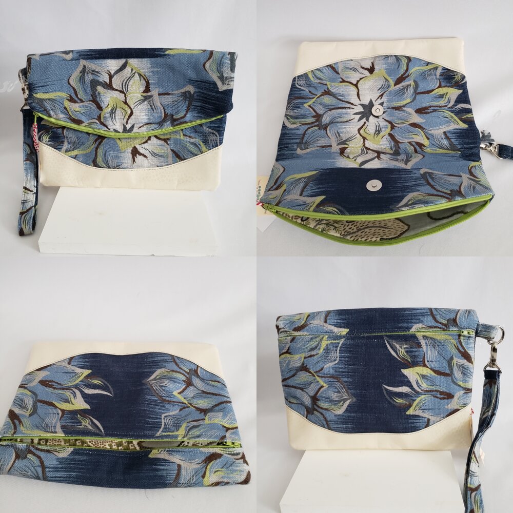 Heidi Wristlet Clutch (large) - Navy Floral