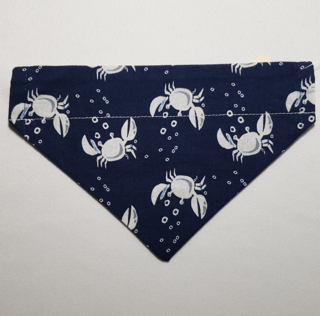 Crabs on Navy Over-the-Collar Pet Bandana