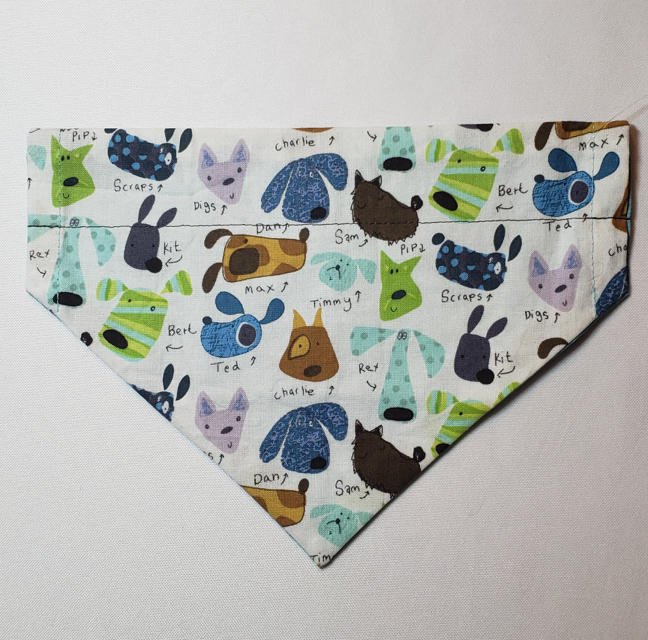 Cartoon Dog Names Over-the-Collar Pet Bandana
