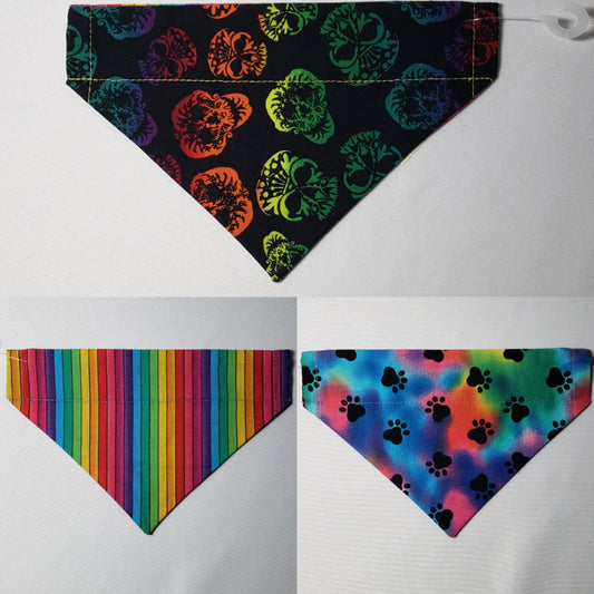 Rainbow Sugar Skulls Over-the-Collar Pet Bandana