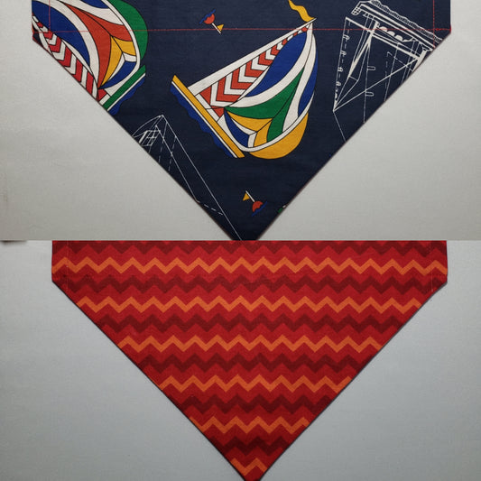 Sailboats on Navy Over-the-Collar Pet Bandana
